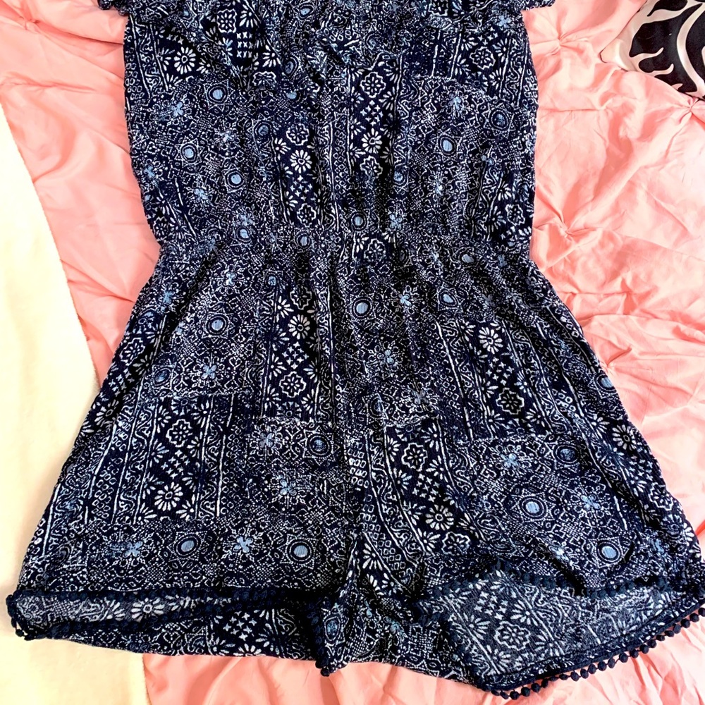 Cape Juby navy blue printed romper